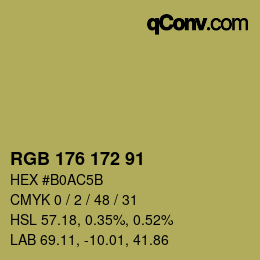Color code: RGB 176 172 91 | qconv.com