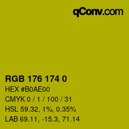 カラーコード: RGB 176 174 0 | qconv.com