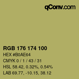 Color code: RGB 176 174 100 | qconv.com