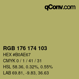 Color code: RGB 176 174 103 | qconv.com