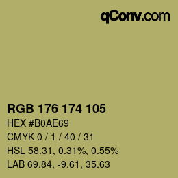 Color code: RGB 176 174 105 | qconv.com