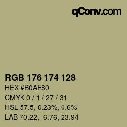 Color code: RGB 176 174 128 | qconv.com