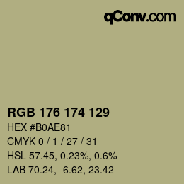 Color code: RGB 176 174 129 | qconv.com