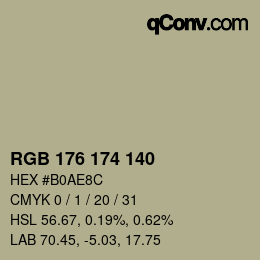 Color code: RGB 176 174 140 | qconv.com