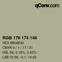 颜色代码: RGB 176 174 146 | qconv.com