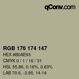Color code: RGB 176 174 147 | qconv.com