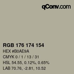 カラーコード: RGB 176 174 154 | qconv.com