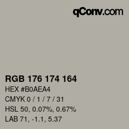 Color code: RGB 176 174 164 | qconv.com