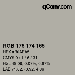 カラーコード: RGB 176 174 165 | qconv.com