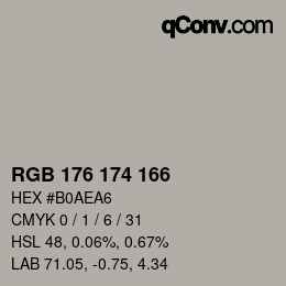 Color code: RGB 176 174 166 | qconv.com
