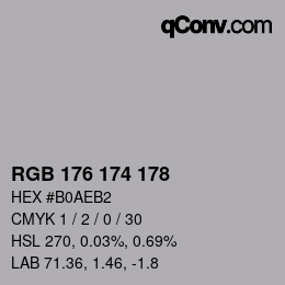 Color code: RGB 176 174 178 | qconv.com