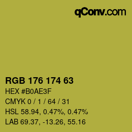 Color code: RGB 176 174 63 | qconv.com