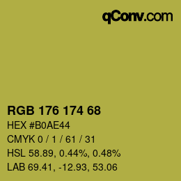 Color code: RGB 176 174 68 | qconv.com