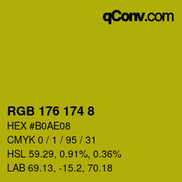 颜色代码: RGB 176 174 8 | qconv.com