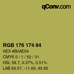 Color code: RGB 176 174 84 | qconv.com