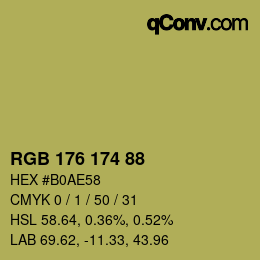 Color code: RGB 176 174 88 | qconv.com