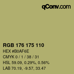 颜色代码: RGB 176 175 110 | qconv.com