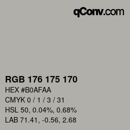 Color code: RGB 176 175 170 | qconv.com