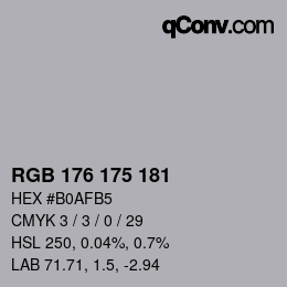 Color code: RGB 176 175 181 | qconv.com