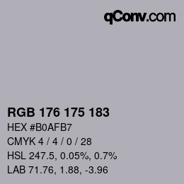 Color code: RGB 176 175 183 | qconv.com