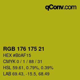 Color code: RGB 176 175 21 | qconv.com
