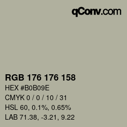 カラーコード: RGB 176 176 158 | qconv.com