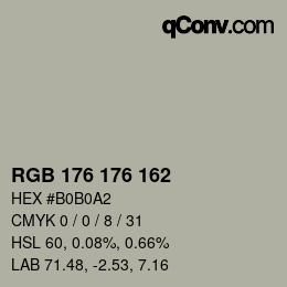 颜色代码: RGB 176 176 162 | qconv.com