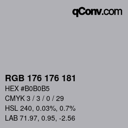 颜色代码: RGB 176 176 181 | qconv.com