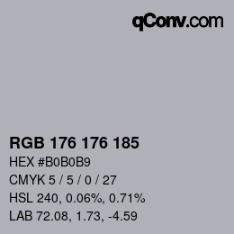 颜色代码: RGB 176 176 185 | qconv.com