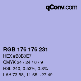 カラーコード: RGB 176 176 231 | qconv.com