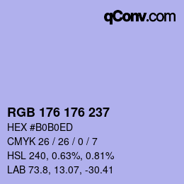 Color code: RGB 176 176 237 | qconv.com