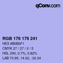 カラーコード: RGB 176 176 241 | qconv.com