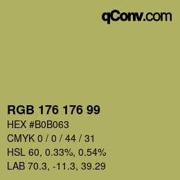 Color code: RGB 176 176 99 | qconv.com
