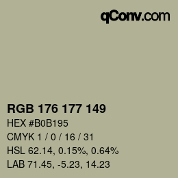 Color code: RGB 176 177 149 | qconv.com