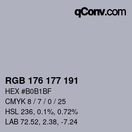Código de color: RGB 176 177 191 | qconv.com