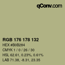 カラーコード: RGB 176 178 132 | qconv.com