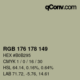Código de color: RGB 176 178 149 | qconv.com