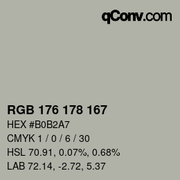 Color code: RGB 176 178 167 | qconv.com