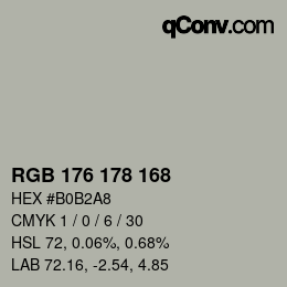 Color code: RGB 176 178 168 | qconv.com