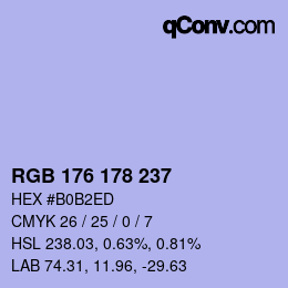 Color code: RGB 176 178 237 | qconv.com