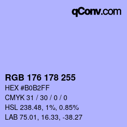 Color code: RGB 176 178 255 | qconv.com