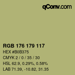 颜色代码: RGB 176 179 117 | qconv.com