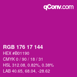 Color code: RGB 176 17 144 | qconv.com
