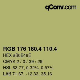 カラーコード: RGB 176 180.4 110.4 | qconv.com