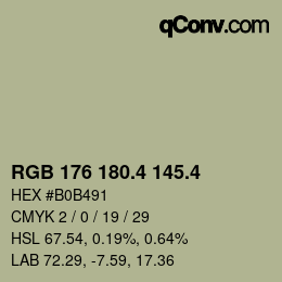 カラーコード: RGB 176 180.4 145.4 | qconv.com