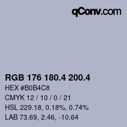 カラーコード: RGB 176 180.4 200.4 | qconv.com