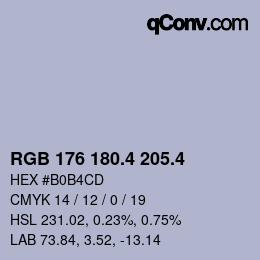カラーコード: RGB 176 180.4 205.4 | qconv.com