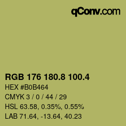 カラーコード: RGB 176 180.8 100.4 | qconv.com
