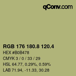カラーコード: RGB 176 180.8 120.4 | qconv.com