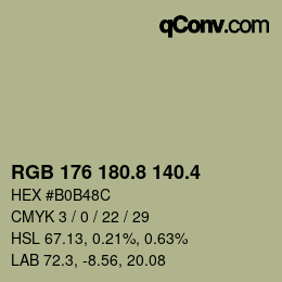 カラーコード: RGB 176 180.8 140.4 | qconv.com